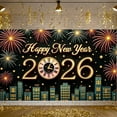 thumbnail image 5 of Golden Letter Happy New Year Banner Fireworks Design 2026 Banner Star Pattern Clock Holiday Banner for New Year Party Indoor Celebration New Year Eve, 5 of 9