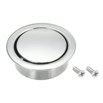 Finger Flush Pull Handle Outer Dia. 42mm/1.65" Bright Silver with Screws 2 Pack