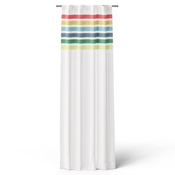 Mainstays Kids White and Rainbow Stripe Blackout Rod Pocket with Back Tabs Single Curtain Panel, 38" W x 84" L