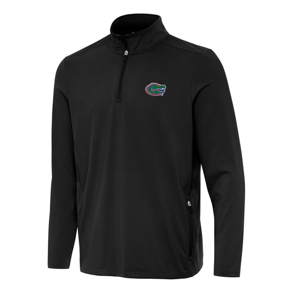 Men's Antigua Black Florida Gators Perilous Quarter-Zip Sweatshirt