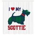 thumbnail image 2 of Ambesonne Scottie Dog Shower Curtain, I Heart My Scottie Text, 69"Wx75"L, Dark Blue Green and Ruby, 2 of 4