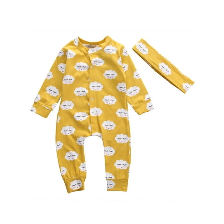 

Newborn Baby Girl Romper Jumpsuit Pajamas Long Sleeve Clothes Outfits Fall