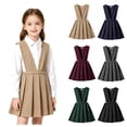 thumbnail image 2 of Kcolen Girls' School Uniform V-Neck Jumper Dress Pleated Pull-on Stretchy Flared Overall Dress Back To School Dress for Toddler Little & Big Girls 2-9 Years, 2 of 4