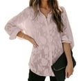 thumbnail image 1 of Blusa con botones para mujer, manga larga, cuello vuelto, patrón de flores, camisa con botones para mujer, para fiesta en la calle, oficina, rosa, XXL, 1 of 7
