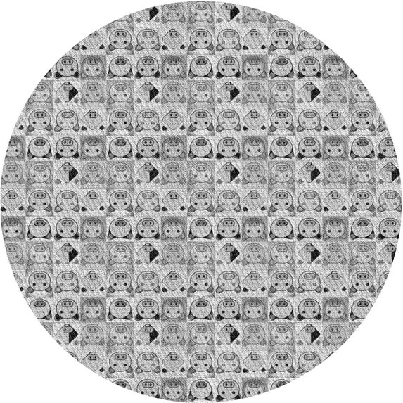 Ahgly Company Indoor Round Patterned Gray Area Rugs, 3' Round