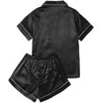 thumbnail image 2 of Ensemble de Pyjama 2 Pcs en Satin pour Femmes, Bouton avant, Manches Courtes, 2 of 5
