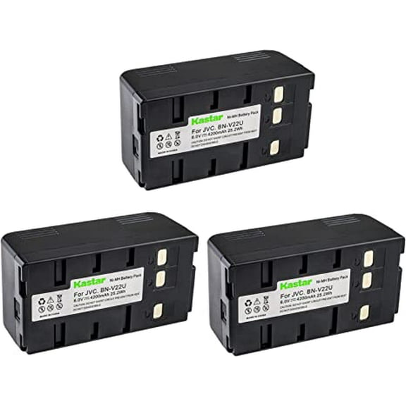 Kastar Battery 3-Pack Replacement for JVC BN-V11U BN-V20U BN-V22U BN-V25U Panasonic BP-12 BP-15 BP-17 BP-18 HHR-V20A/1B HHR-V214A/K HHR-V40A/1B VW-VBS1 VW-VBS1E VW-VBS2 VW-VBS2E Camcorder Battery
