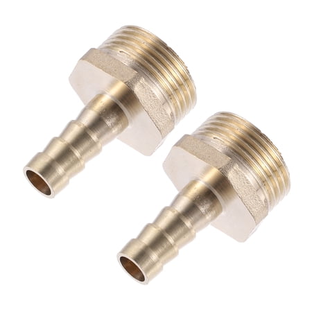 Unique Bargains 2 Pcs 10mm Outer Diameter Barbed to 3/4 BSP Hose Barb Tail Male Thread Brass Hose Fitting Connector