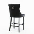 thumbnail image 5 of Velvet Upholstered Dining Bar Chairs Counter Height Barstools Wood Legs with Button Tufted Nailed Trim Back Ring for Home Bar Dining Room(Black,Set of 6), 5 of 8