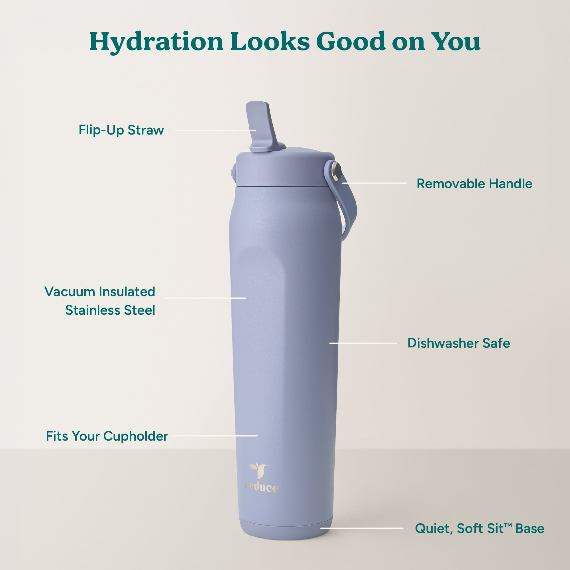 Reduce Alta 30 oz Spill-Proof Stainless Steel Water Bottle, Steel Blue