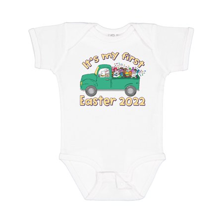 

Inktastic It s My 1st Easter Truck with Bunnies 2022 Gift Baby Boy or Baby Girl Bodysuit