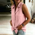 thumbnail image 3 of WAGUTH Women's Cotton Linen Button Down Shirts Sleeveless Notched Lapel Collar Casual Tank Top Blouses for Work Office, 3 of 8