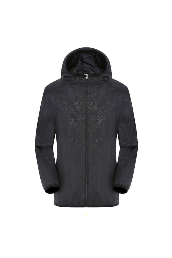 Unisex Windproof Cycling Jacket Ultra-Light Rainproof Windbreaker Hooded Top Sun Protection Outdoor Coat Black