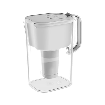 HOMEWATER 10-Cup Pitcher Filter (White) – BPA-Free, High-Capacity 2.4L Pitcher with Fast-Flow Carbon Filter, Wide Mouth for Easy Pouring, Removable Filter Replacement, Locking Lid, Dishwasher-Safe