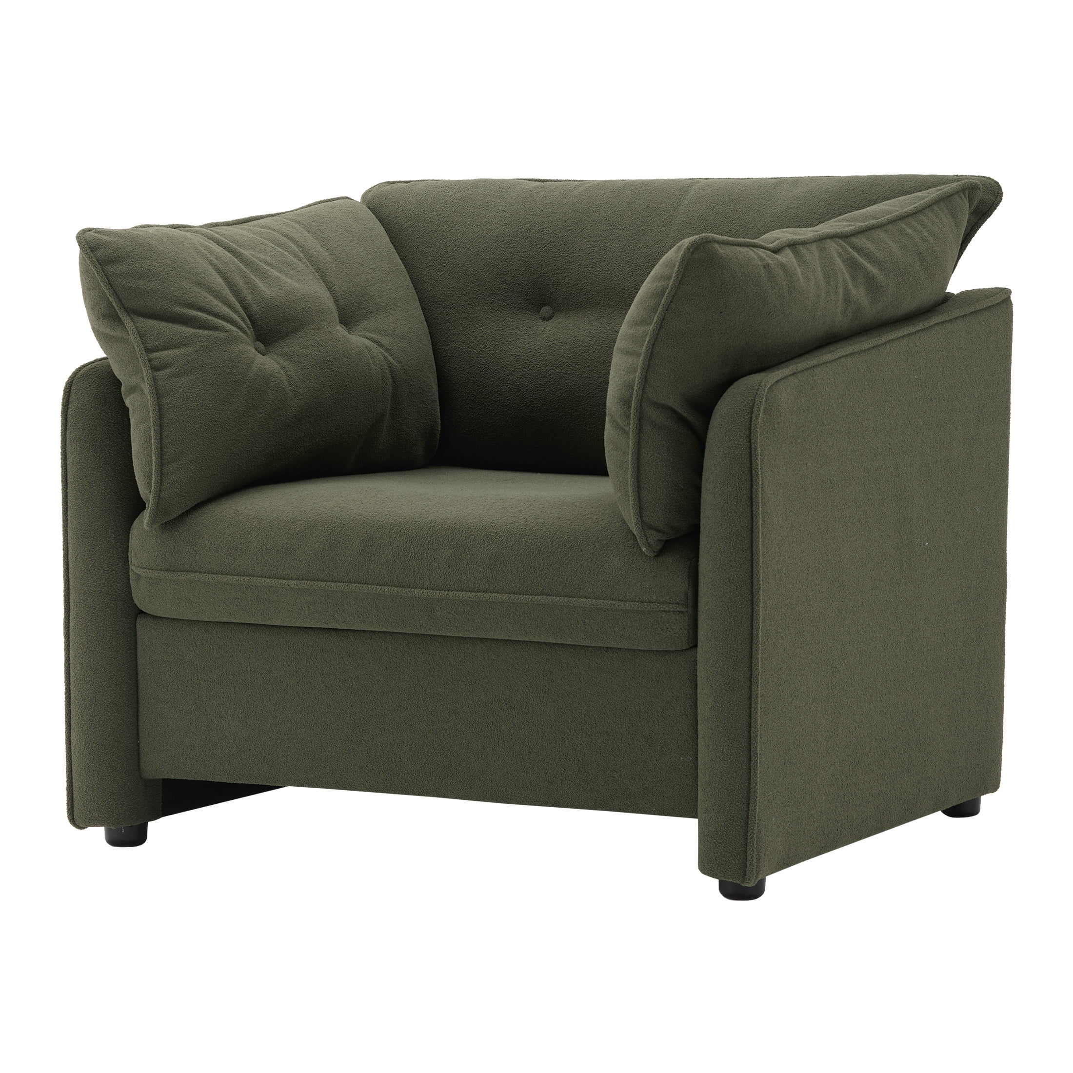 Aukfa Oversized Chenille Accent Chair, Deap Seat Sofa Chair for Living Room, Office, Green