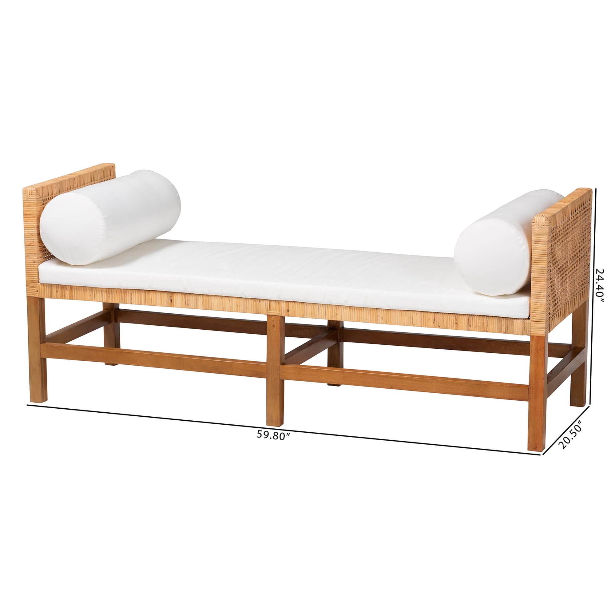 bali & pari Vivan Boho Accent Bench, Natural Rattan