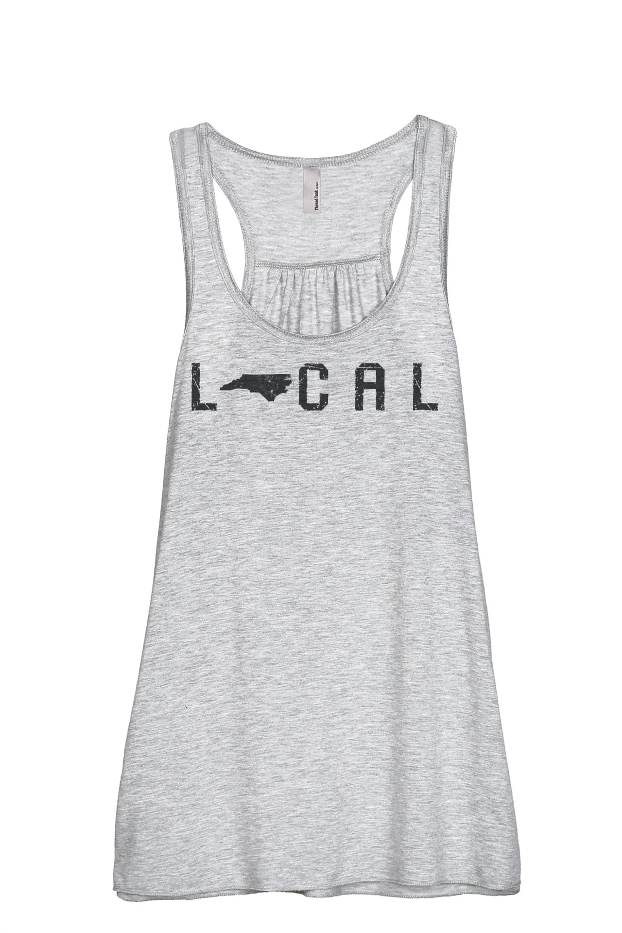 Thread Tank Local North Carolina State Women's Sleeveless Flowy Racerback Tank Top Charcoal Small by