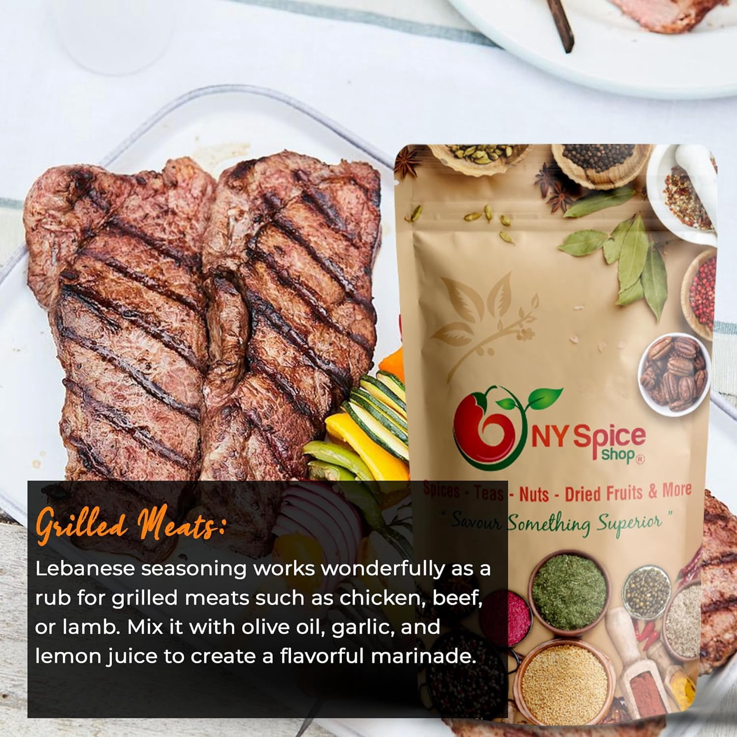 NY SPICE SHOP 7 Spice Lebanese Seasoning Blend - 3 Pound - Middle Eastern 7 Spice - Traditional Middle Eastern Spice Mix – Perfect for Meats, Rice & Lentil Dishes – Aromatic Baharat Lebanese Blend