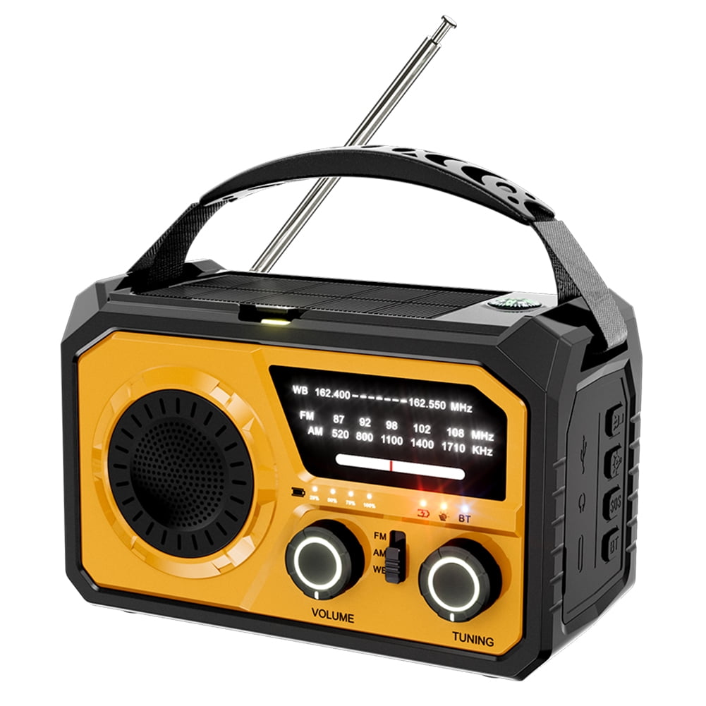 Radio Portátil AM/FM Meteorológica Emergencia Manivela 16000 Mah Con