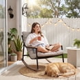 thumbnail image 2 of CHINNLUU Papasan Rocking Chair with Cushion, Patio Lounge Chair, Metal Frame Rocker, 450lbs Capacity, Indoor Outdoor Lounge for Garden, Porch, Living Room, Balcony, - Light Gray, 2 of 12