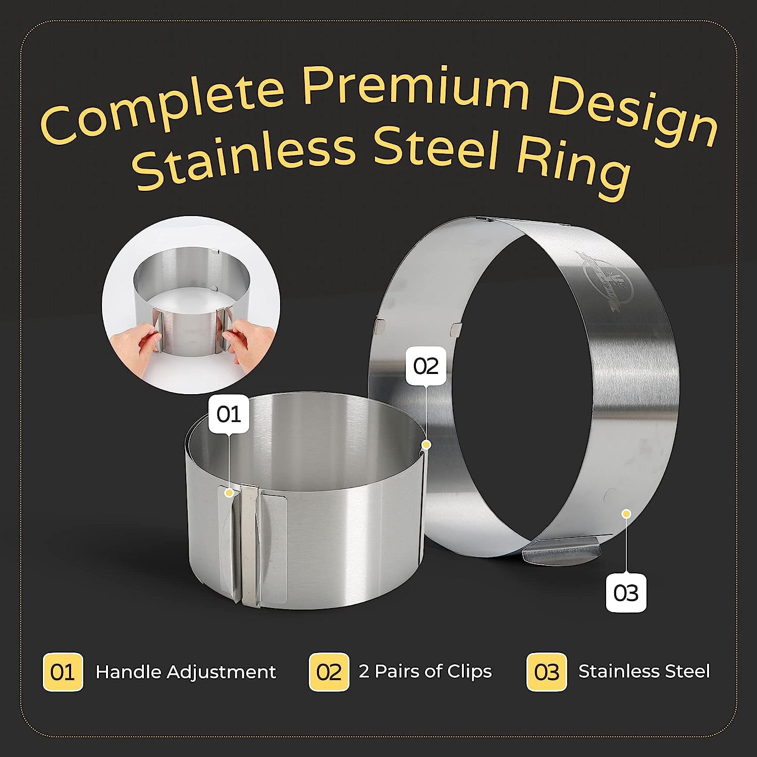 Multipurpose Round Steel Ring, Adjustable Cake Mold Ring for Baking, Premium Quality Functional Baking Gifts, 1 Ring 6.25-12 Inches