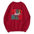 thumbnail image 5 of zaveiop Christmas Sweatshirts for Women Merry and Bright Sweatshirt Vintage Crewneck Long Sleeve Pullover Tops (Red, XL), 5 of 6