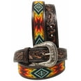 thumbnail image 4 of 35-36  Western Antique Floral Tooled Beaded Full-Grain Leather Belt 26FK30, 4 of 4