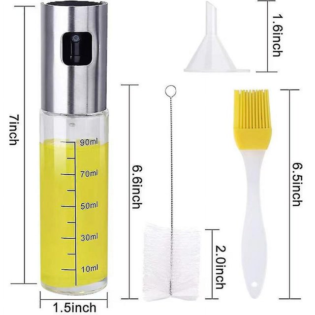 Pulverizador de aceite, pulverizador de aceite para freidora de aire, pulverizador de aceite en aerosol para cocinar de 100 ml, botella con cepillo y embudo A