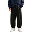 thumbnail image 5 of WhouRiu Boys Girls Windproof Joggers Pants Unisex Solid Color Elastic Waist Loose Sweatpants Kids Outdoor Comfortable Versatile Trousers,12-13 Years, 5 of 9