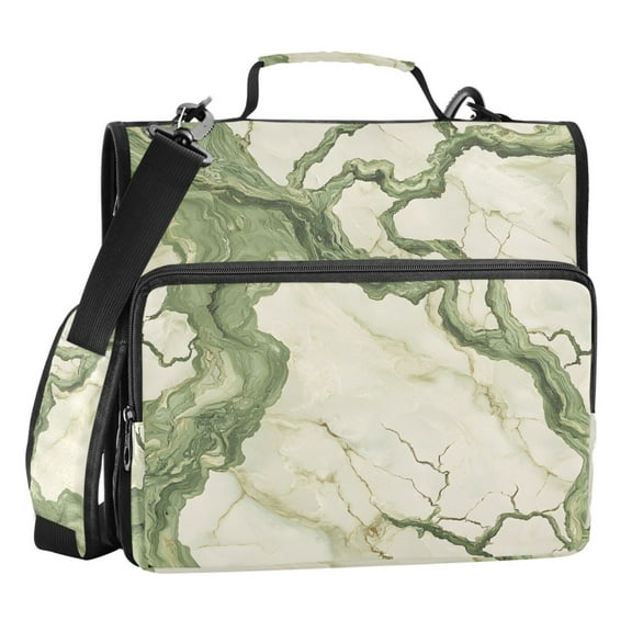 ALAZA Zipper Binder Bag Marble Green 3 Ring File Folder Binder Organizer Bag