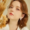 thumbnail image 4 of PYNZY Women's Wedding Earrings for Cubic Zirconia Dangle Earrings for Bridal Plated Rose Gold, 4 of 6