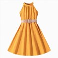 thumbnail image 1 of NIEWTR Robe Fille Sans Manches Évasée Enfants Tout-Petits Petite Grande Fille Vichy Décontractée Col Rond Robes (Jaune, 8-9 Ans), 1 of 6