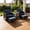 Blue, variant on 5 Piece PE Wicker Patio Furniture Set, Outdoor Conversation Chairs with Pull Out Hidden Ottoman, Soft Cushions & Glass Coffee Table, Wicker Bistro Set for Porch, Garden, Balcony, Poolside (Gray)