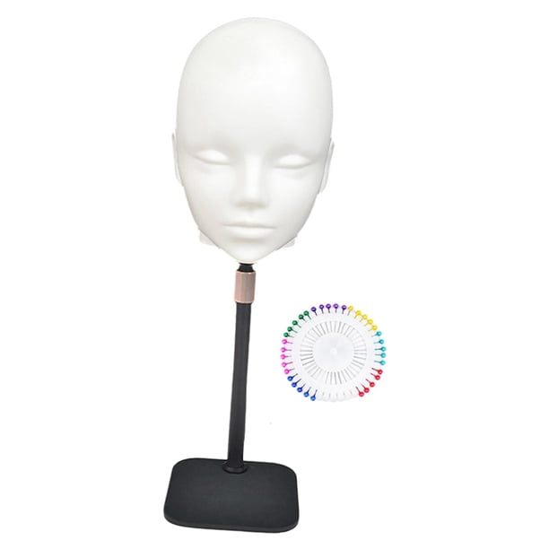 Cabeza de maniquí calva, regalo, accesorio profesional multifuncional para hacer pelucas. Blanco con soporte