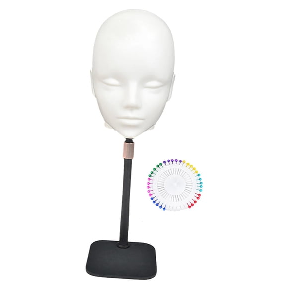 Zentra Mannequin Chauve Tête Chapeau Casque Lunettes Présentoir Perruque Coiffage Réaliste Léger Blanc avec Support