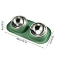 thumbnail image 3 of Cinvoph Raised Bowl Set with 2pcs Feeding Water Bowls Inclined Food and Feeding Bowls, Non-Slip, No Spill for Cats and Small Dogs 16"x9"x3", Green, 3 of 6