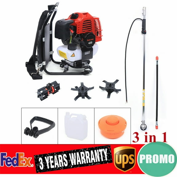 43CC 2 Stroke Backpack Gas Garden Brush Cutter Grass Trimmer Lawn Mower 3 in 1