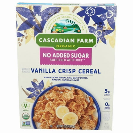 Cascadian Farm Organic Vanilla Crisp No Added Sugar Cereal 12 oz - Pack of 2