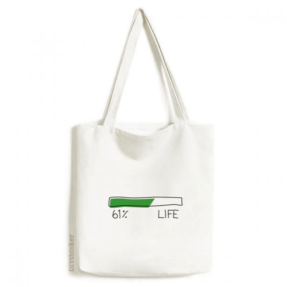 Life Energy Progress Bar 61 Percent Middle Aged Tote Canvas Bag Shopping Satchel Casual Handbag