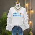 thumbnail image 4 of Yteetum Women's Merry Christmas Sweatshirts Oversized Crewneck Christmas Pleated Ruffle Trim Pullover Hoodless Sweatshirts Tops Womens Casual Xmas Graphic Round Neck Loose Lantern Sleeve Sweatshirts, 4 of 7
