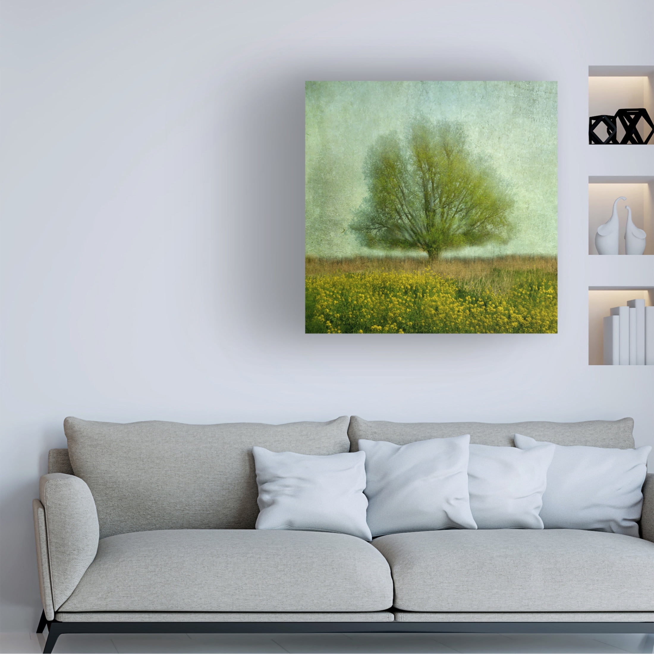 Canvas Wall Art - Gilbert Claes 'In The Yellow Field' Wall Art for Living Room, Bedroom, or Office Décor by Trademark Fine Art - 35 x 35 Inches