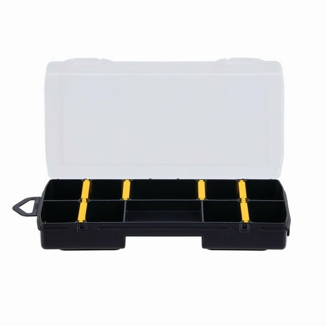 Organizador Stanley con tapa transparente de 21 cm, color negro y amarillo