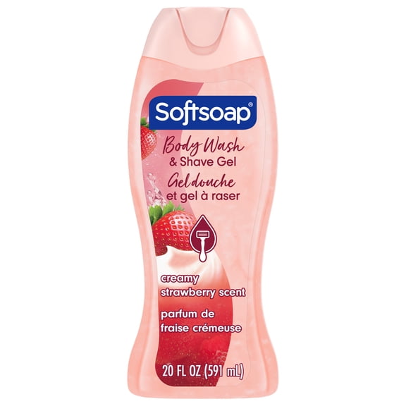Softsoap Moisturizing Body Wash and Shave Gel, Helps Razor Glide, Creamy Strawberry Scent, 20 fl oz