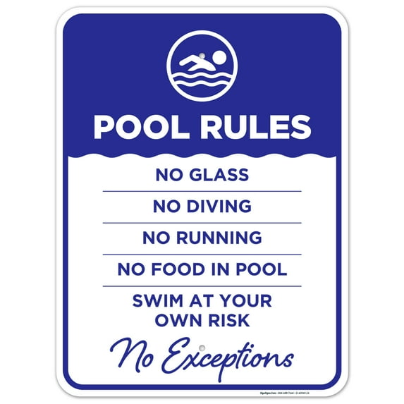 Pool Rules - No Exceptions Sign, Pool Sign,