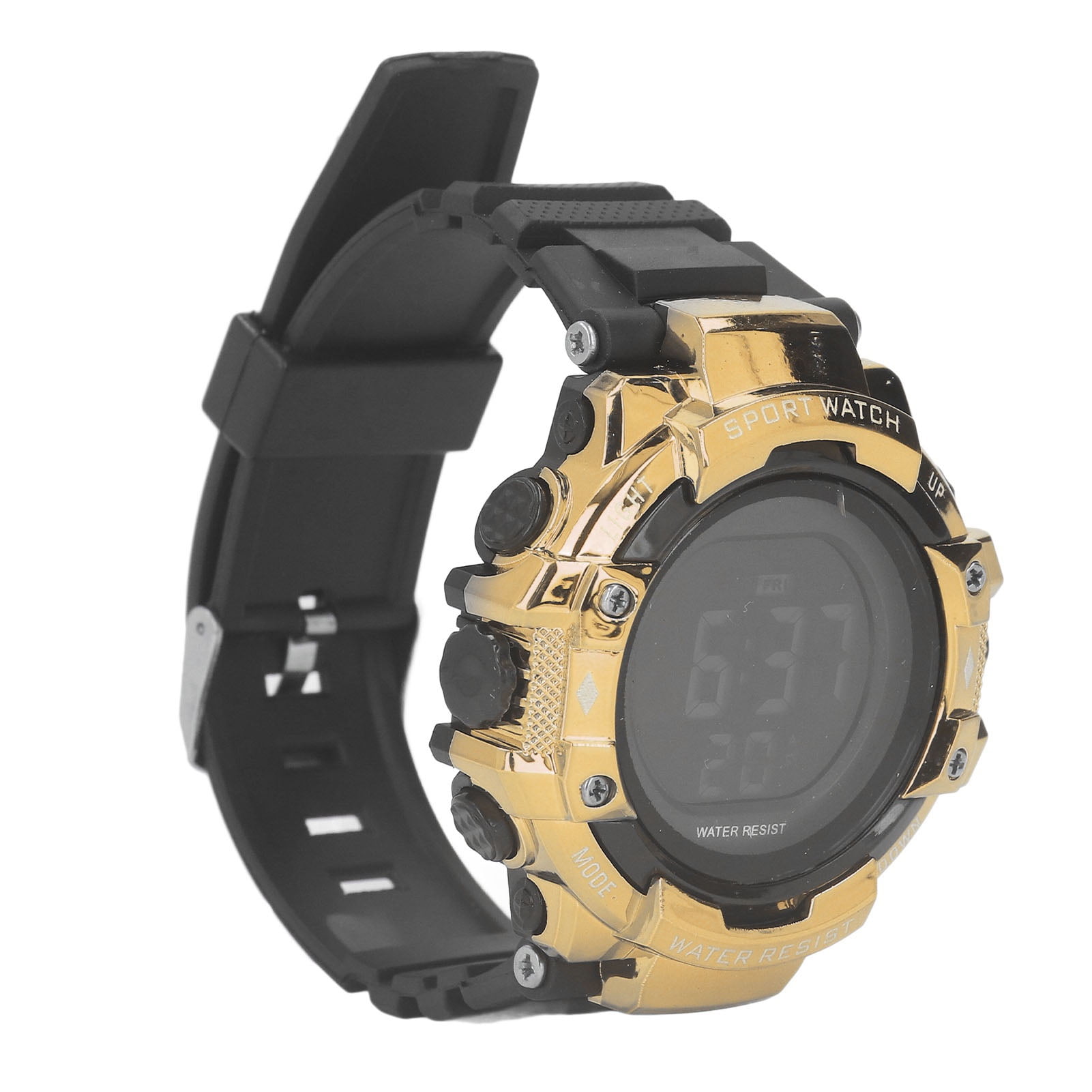 M Buder Men's Sports Digital Watch Large LED Screen Backlight 50m Waterproof Date Alarm Chronograph Outdoor Wristwatch Gold (2.2 oz / 62 g)