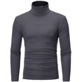 thumbnail image 2 of OUSITAID Men Fashion Solid Color Long Sleeve Turtle Neck Slim Fit T-Shirt Bottoming Top, 2 of 8