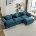 thumbnail image 2 of 112.2" Overized Sectional Sofa with Removable Ottoman, L-Shaped 4-Seater Cloud Couch with 5 Pillows, Chenille Upholstered Sleeper Sofa for Living Room, 2 of 7