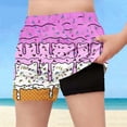 thumbnail image 2 of Crunowin Boys Summer Shorts Ice Cream Print Elastic Waist Lightweight Beach Shorts Hot Pink Size 5T, 2 of 6