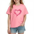 thumbnail image 2 of Agkizg Girls Graphic Tees,Kids Valentine's Day T-Shirt,Valentine Graphic Tee Girls Short Sleeve Casual Cotton Top with Print Sweet February Idea for Kids Teens, 2 of 5