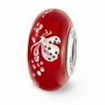 thumbnail image 1 of FB Jewels Ster.Silver Reflections Red Hand Painted Butterfly Fenton Glass Bead, 1 of 2